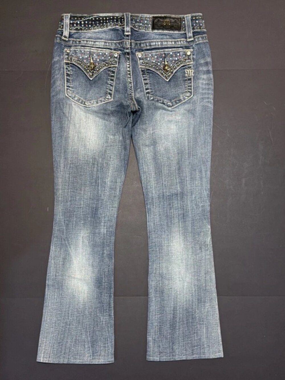 Miss Me Jeans Women's 29 Chloe Boot Cut Embellished Rhinestone Booty Bling 29x27